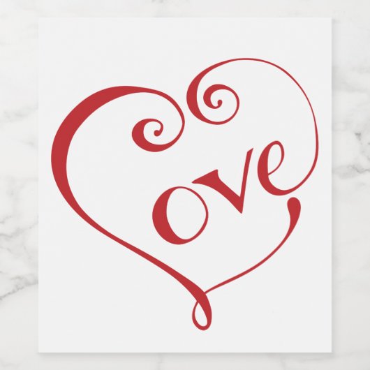 Een hart van de liefde in het rood wijn etiket (Enkel label)