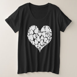 Een Hart Van Hart Romantisch Design Monochroom Wit Grote Maat T-shirt