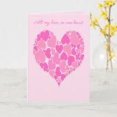 Een Hart Van Hart Romantisch Design Pastelroze Kaart (Gele Bloem)