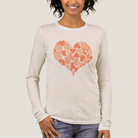 Een Hart Van Hart Romantisch Ontwerp Pastel Perzik Tri-Blend Shirt (Voorkant)