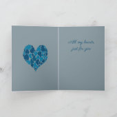 Een Hart Van Hart Romantisch Ontwerp Pastelblauw Kaart (Binnen)
