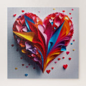 Een hart van origami legpuzzel (Verticaal)