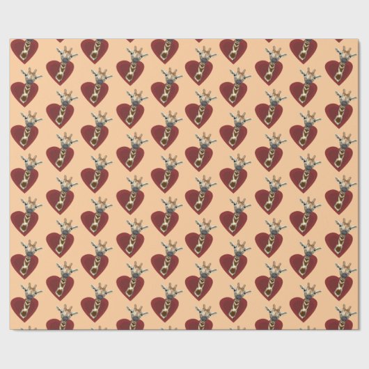 Een hart voor Giraffes Cadeaupapier (Zoom)