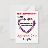 Een Hart Voor Lezen Leraar Klas Valentijn Notitiekaartje (Voorkant)