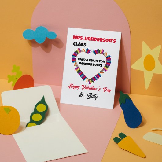 Een Hart Voor Lezen Leraar Klas Valentijn Notitiekaartje