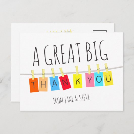 Een hartelijk dank je wel, Mooie heldere vlaggenli Briefkaart (Voorkant / Achterkant)