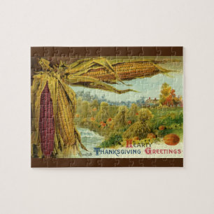 Een hartelijke Thanksgiving; Indische maïs en hooi Legpuzzel