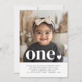 Eén hartfoto voor eerste verjaardag kaart (Voorkant)