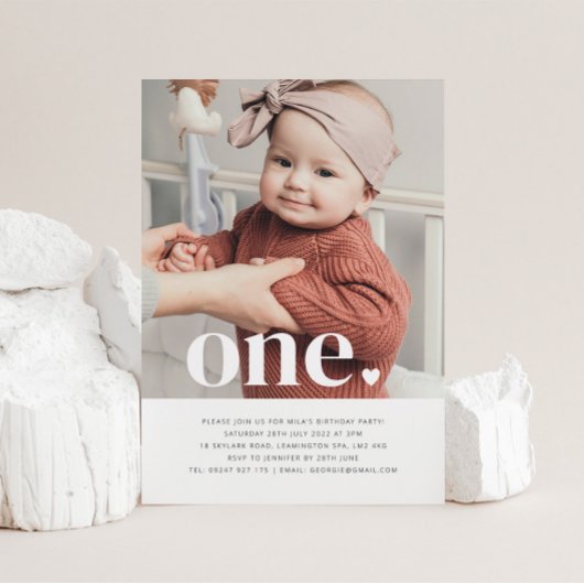 Eén hartfoto voor eerste verjaardag kaart