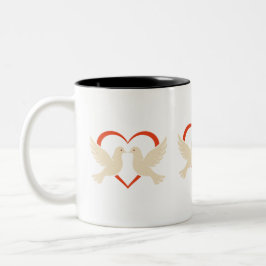 een hartmok - Liefde & Vrede Symbool Tweekleurige Koffiemok