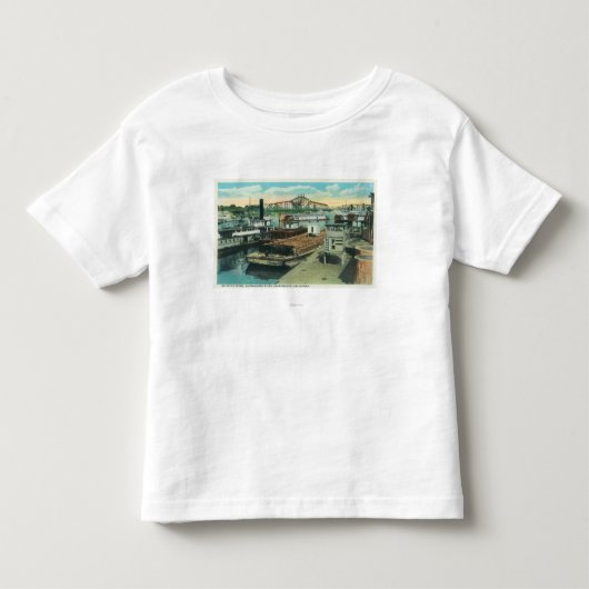 Een havenscheepscène op de Sacramento Kinder Shirts (Voorkant)