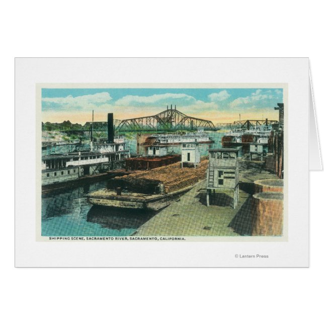 Een havenscheepscène op de Sacramento-rivier (Voorkant Horizontaal)