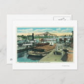 Een havenscheepscène op de Sacramento-rivier Briefkaart (Voorkant / Achterkant)