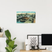 Een havenscheepscène op de Sacramento-rivier Poster (Thuiskantoor)