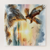 Een havik en een zeilschip in zee legpuzzel (Horizontaal)