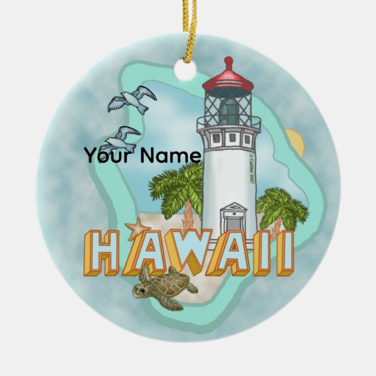 Een Hawaiiaanse vuurtoren Keramisch Ornament (Voorkant)