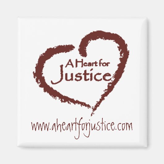 Een Heart for Justice magneet (wit) (Voorkant)