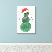 Een heel Cactus kerstman Canvas Afdruk (Insitu (Houten vloer))