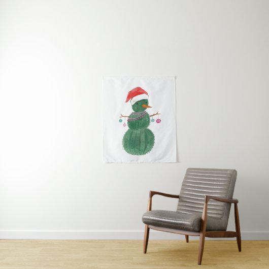 Een heel Cactus kerstman Wandkleed (In situ)