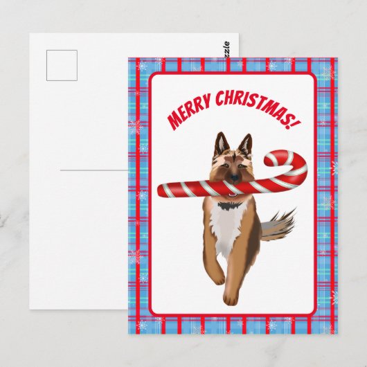 Een heel Duits Shepherd Candy Cane Kerstmis Briefkaart (Voorkant / Achterkant)