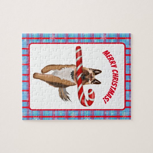 Een heel Duits Shepherd Candy Cane Kerstmis Legpuzzel (Horizontaal)