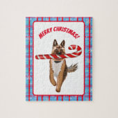 Een heel Duits Shepherd Candy Cane Kerstmis Legpuzzel (Verticaal)