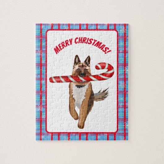 Een heel Duits Shepherd Candy Cane Kerstmis Legpuzzel (Verticaal)