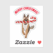 Een heel Duits Shepherd Candy Cane Kerstmis Sticker (Vel)