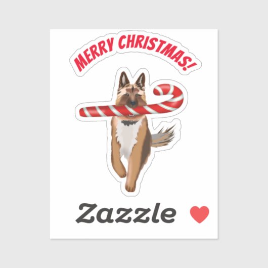 Een heel Duits Shepherd Candy Cane Kerstmis Sticker (Vel)