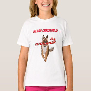 Een heel Duits Shepherd Candy Cane Kerstmis T-shirt