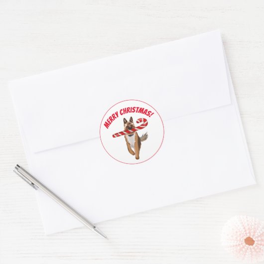 Een heel Duitse Herders Kerst Kandijstok Kerstmis Ronde Sticker (Envelop)