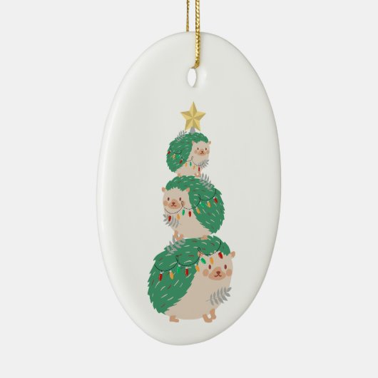 Een heel egel kerst keramisch ornament (Rechts)