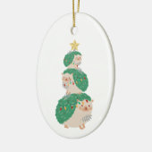 Een heel egel kerst keramisch ornament (Links)