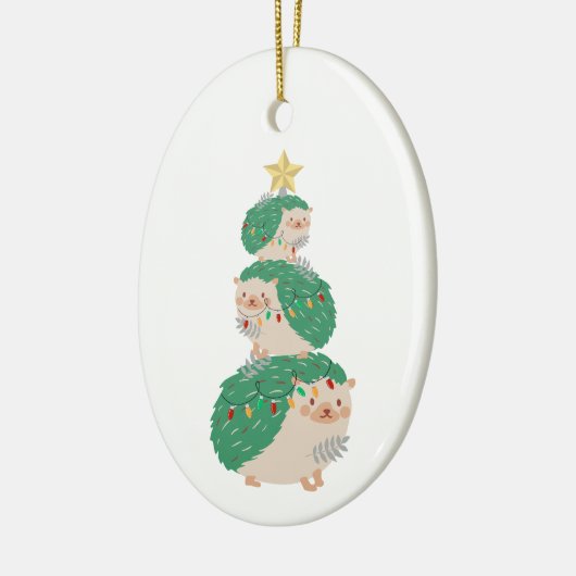 Een heel egel kerst keramisch ornament (Links)