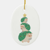 Een heel egel kerst keramisch ornament (Voorkant)