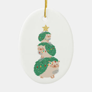 Een heel egel kerst keramisch ornament