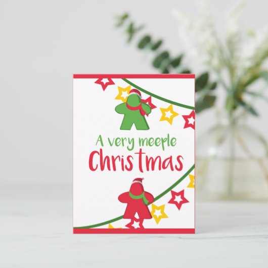 Een heel fraai kerstbordspel briefkaart (Staand voorkant)