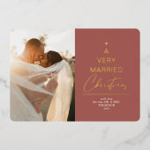 Een heel gehuwd kerstscript, rood goud folie feestdagenkaart (Voorkant)