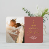 Een heel gehuwd kerstscript, rood goud folie feestdagenkaart (Staand Voorkant)