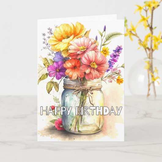 Een heel gelukkige verjaardag kaart (Gele Bloem)