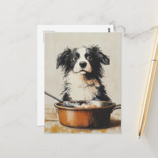 Een heel goede hond laat het eten met rust briefkaart