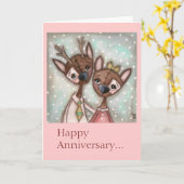 Een heel hertenkoppel - jubileumkaart kaart (Gele Bloem)