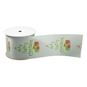Een heel kerstfeest met boom en cadeaus satijnen lint