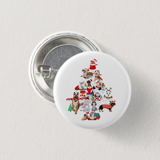 Een heel kerstfeest voor honden ronde button 3,2 cm (Voorkant /achterkant)