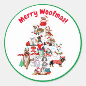 Een heel kerstfeest voor honden ronde sticker (Voorkant)