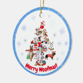 Een heel kerstfeestelijk hondje keramiek ornament (Links)