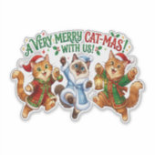 Een heel kerstmis met katten sticker (Voorkant)
