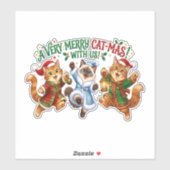 Een heel kerstmis met katten sticker (Vel)