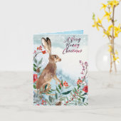 Een heel konijn kerstkaart kaart (Gele Bloem)