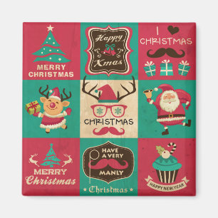 Een heel Manly kerstmustache Collage Magnet